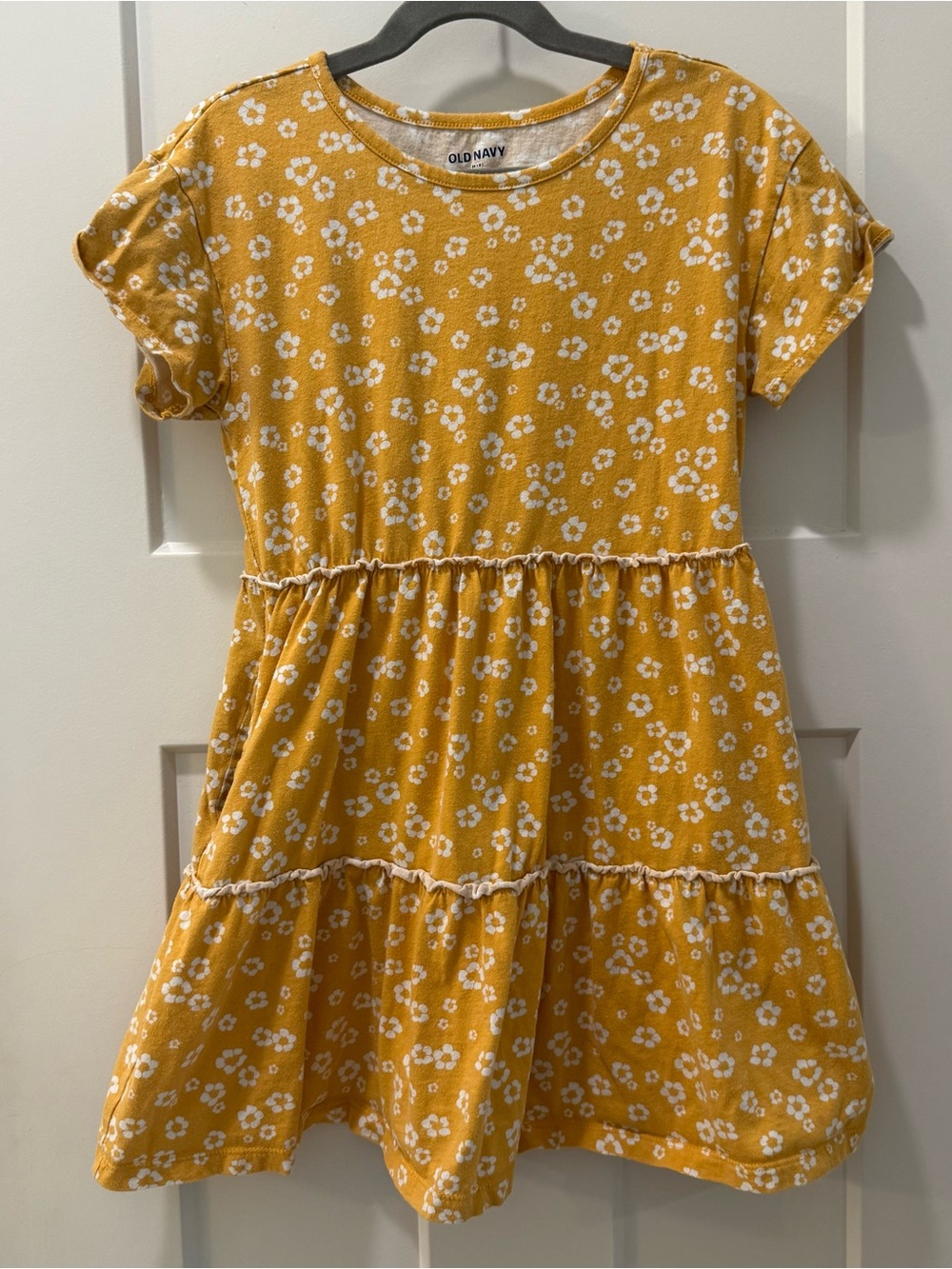 Old Navy Girls' Yellow Floral Tiered Dress Size 8